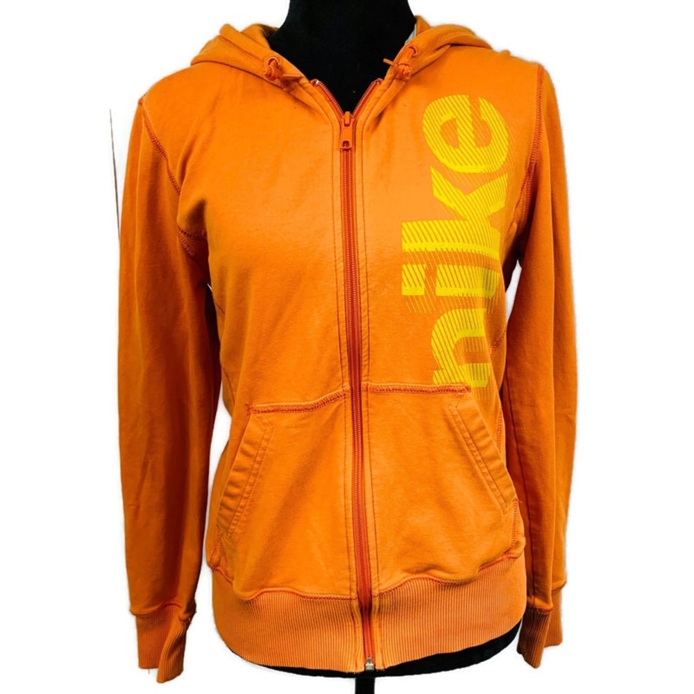 Nike Orange Full Zip Up Hoodie with Pockets